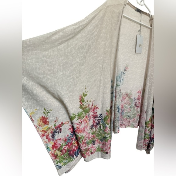 Elena Baldi Cream Floral Open Front Kimono Cardigan NWT - Picture 2 of 7